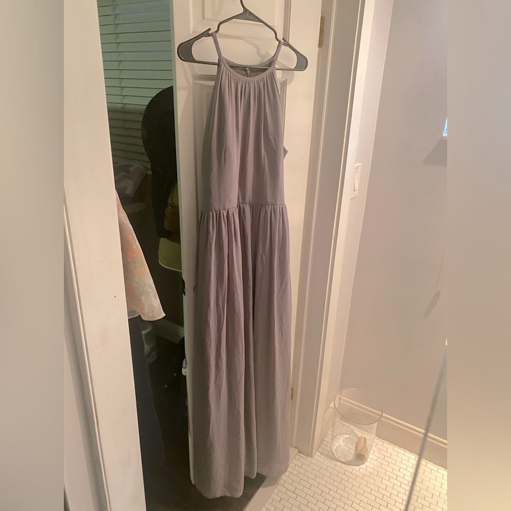 Monique Lhuillier Bridesmaids Grey Cocktail Dress with attached Sash size 18